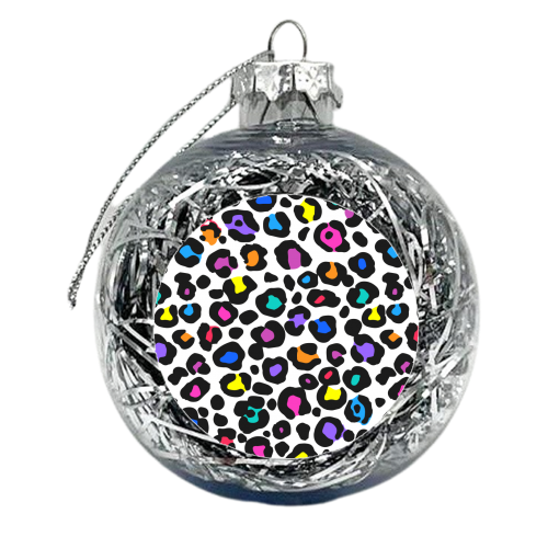 Rainbow Leopard Print - xmas bauble by Colour Pop Prints