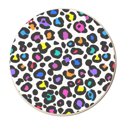 Rainbow Leopard Print - personalised beer coaster by Colour Pop Prints