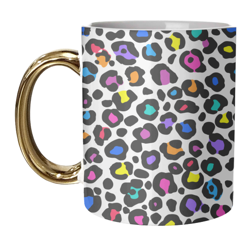 Rainbow Leopard Print - unique mug by Colour Pop Prints