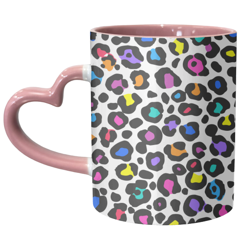 Rainbow Leopard Print - unique mug by Colour Pop Prints