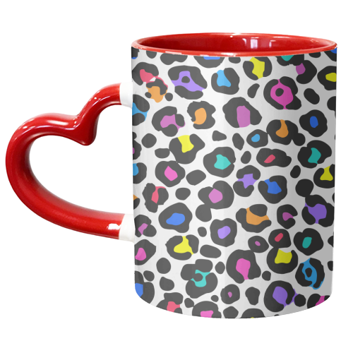 Rainbow Leopard Print - unique mug by Colour Pop Prints