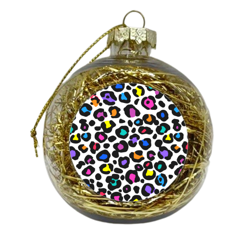 Rainbow Leopard Print - xmas bauble by Colour Pop Prints