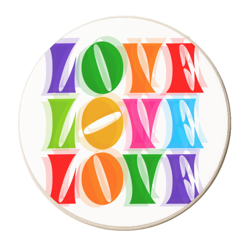 Rainbow LOVE - Groovy Repeat! - personalised beer coaster by Dominique Vari