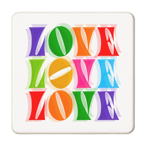 Rainbow LOVE - Groovy Repeat! - personalised beer coaster by Dominique Vari