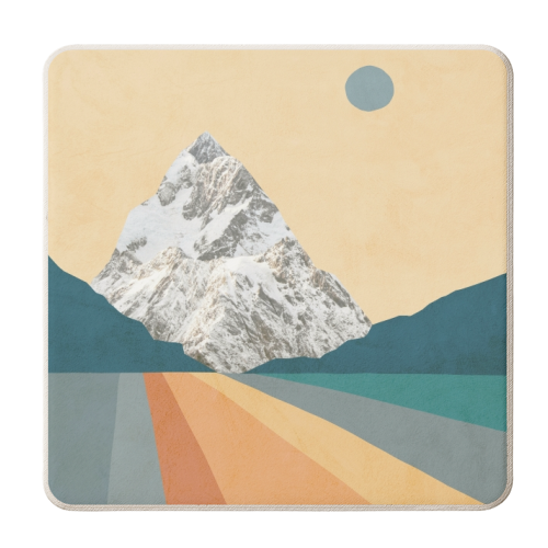Rainbow me to the Mountains Art Print - personalised beer coaster by Dominique Vari