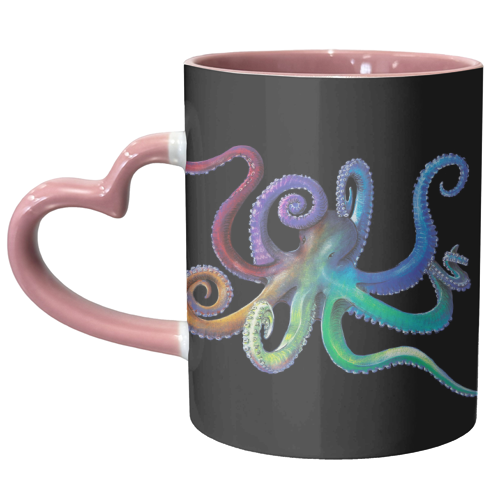 Rainbow Octopus - unique mug by MO LEA