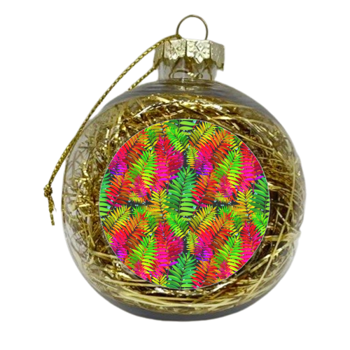 Rainbow palm leaves - xmas bauble by DejaReve