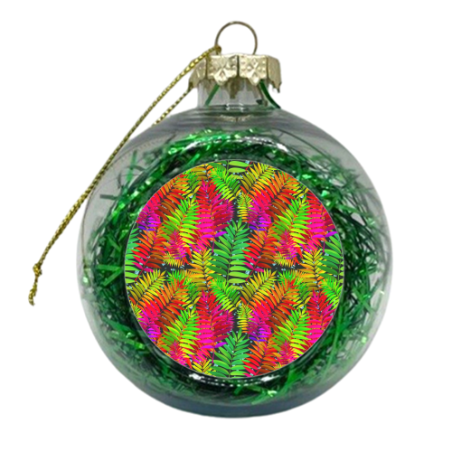 Rainbow palm leaves - xmas bauble by DejaReve