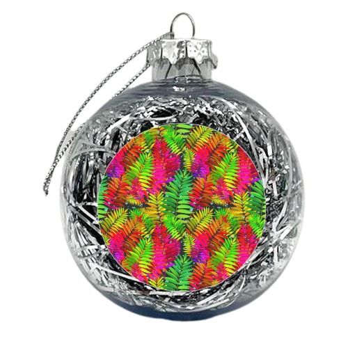 Rainbow palm leaves - xmas bauble by DejaReve