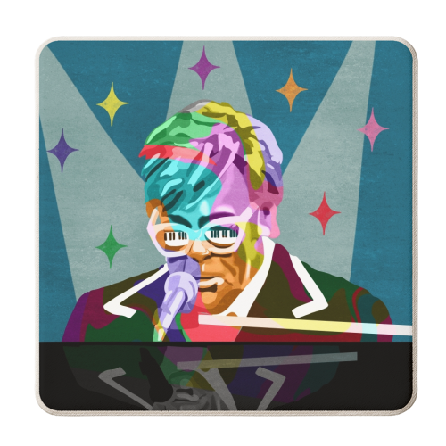 Rainbow Piano Man - personalised beer coaster by Sarah Wilkinson