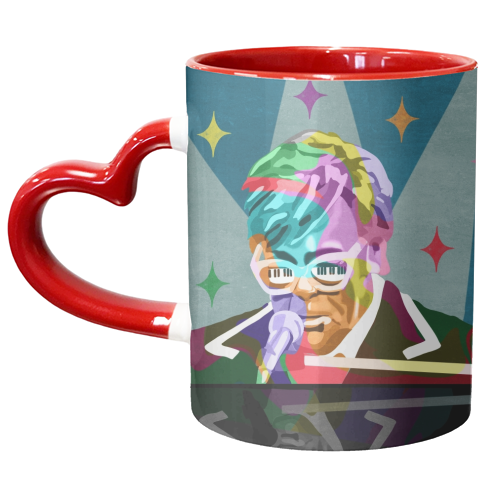 Rainbow Piano Man - unique mug by Sarah Wilkinson