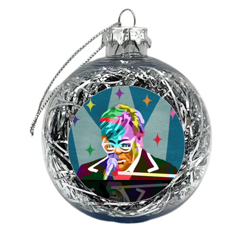 Rainbow Piano Man - xmas bauble by Sarah Wilkinson