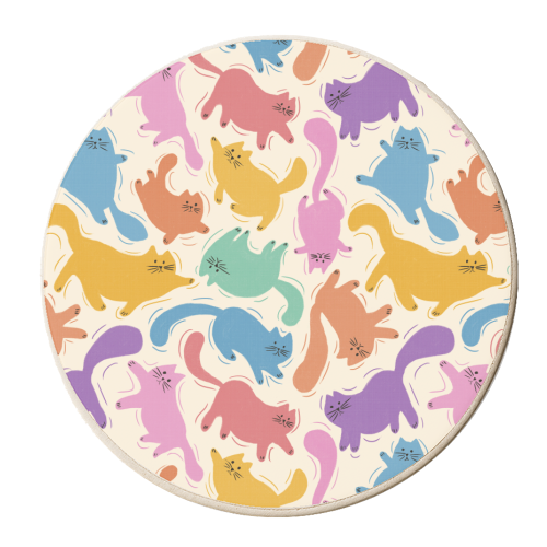 Rainbow Playful Cats - personalised beer coaster by Ania Wieclaw