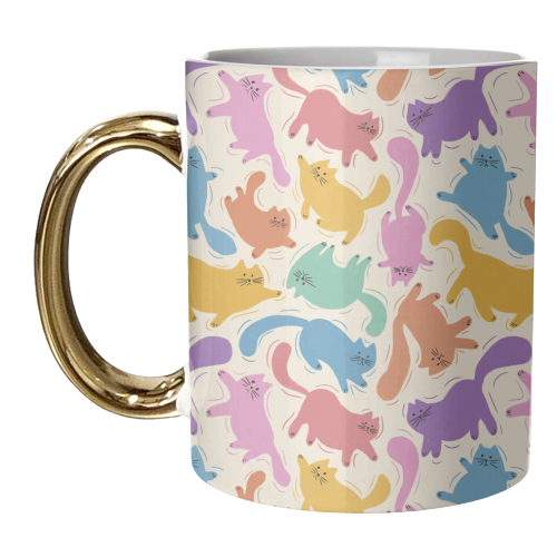 Rainbow Playful Cats - unique mug by Ania Wieclaw
