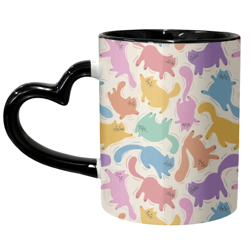 Rainbow Playful Cats - unique mug by Ania Wieclaw