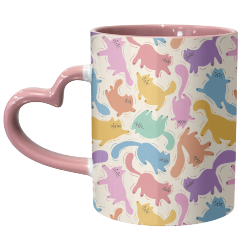 Rainbow Playful Cats - unique mug by Ania Wieclaw