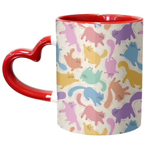 Rainbow Playful Cats - unique mug by Ania Wieclaw