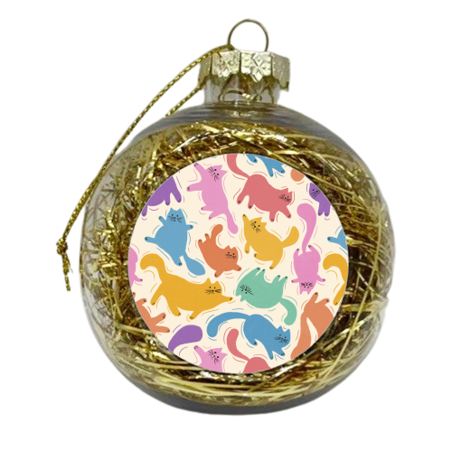 Rainbow Playful Cats - xmas bauble by Ania Wieclaw