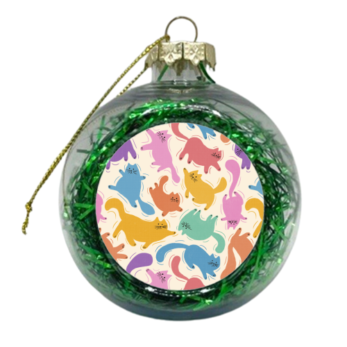 Rainbow Playful Cats - xmas bauble by Ania Wieclaw