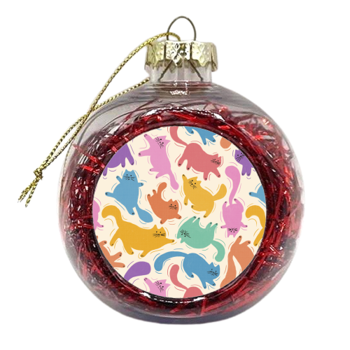 Rainbow Playful Cats - xmas bauble by Ania Wieclaw