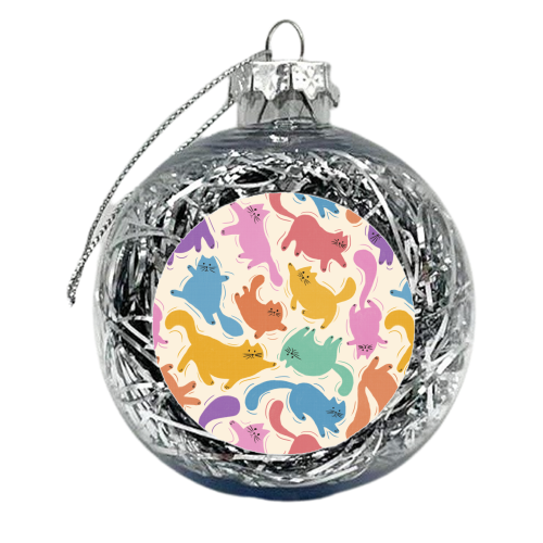 Rainbow Playful Cats - xmas bauble by Ania Wieclaw