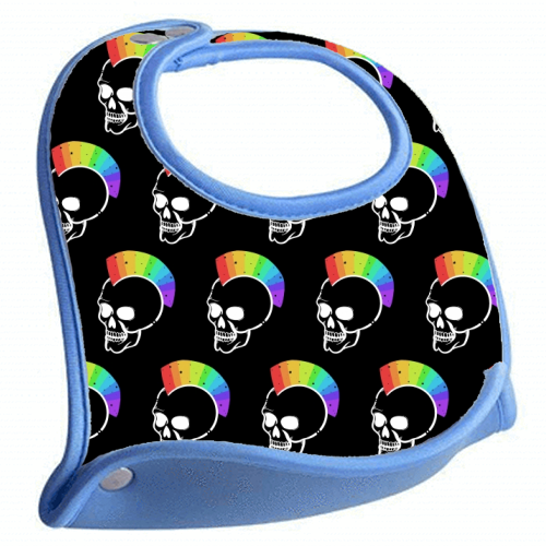 Rainbow Skulls - baby feeding bib by Alice Palazon