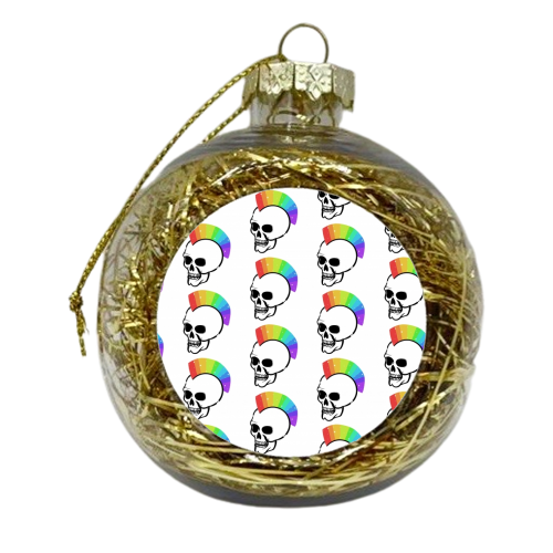 Rainbow Skulls - xmas bauble by Alice Palazon