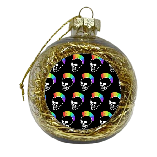 Rainbow Skulls - xmas bauble by Alice Palazon