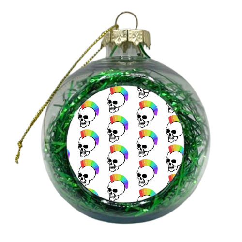 Rainbow Skulls - xmas bauble by Alice Palazon