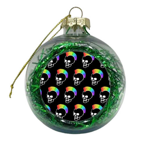 Rainbow Skulls - xmas bauble by Alice Palazon