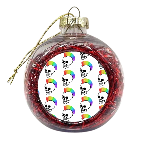 Rainbow Skulls - xmas bauble by Alice Palazon