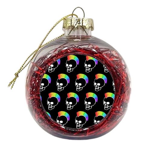 Rainbow Skulls - xmas bauble by Alice Palazon