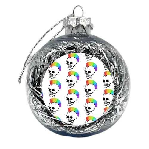 Rainbow Skulls - xmas bauble by Alice Palazon