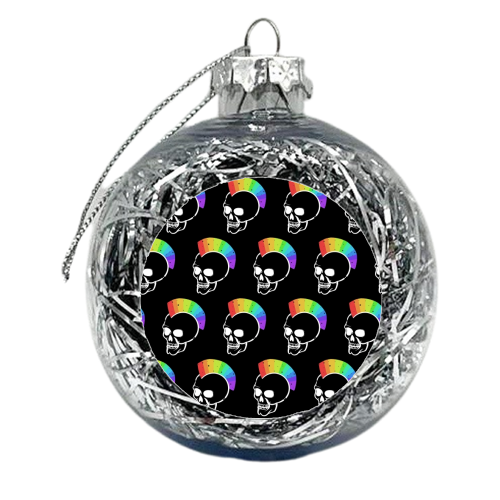 Rainbow Skulls - xmas bauble by Alice Palazon
