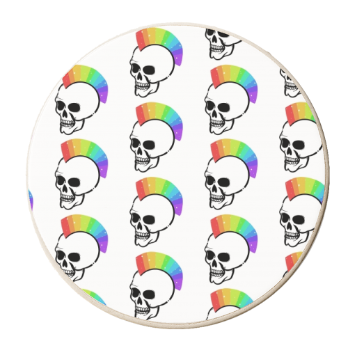 Rainbow Skulls - personalised beer coaster by Alice Palazon