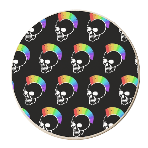 Rainbow Skulls - personalised beer coaster by Alice Palazon