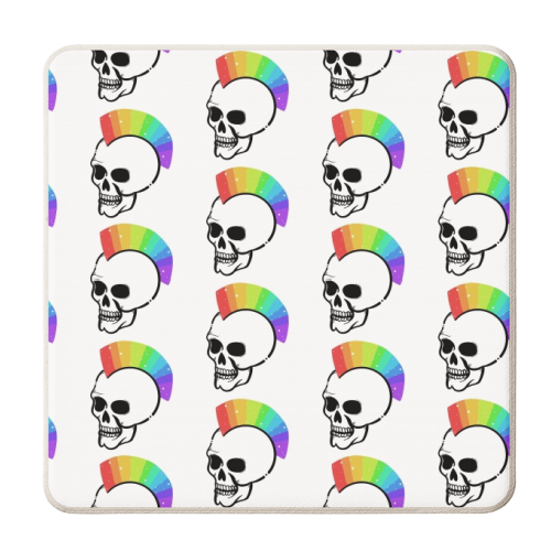 Rainbow Skulls - personalised beer coaster by Alice Palazon