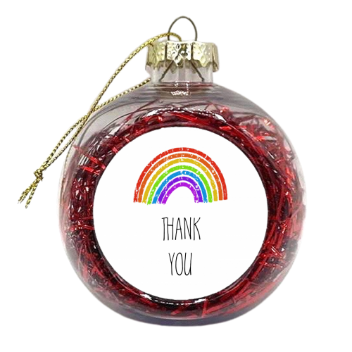 Rainbow Thank you Greeting - xmas bauble by Adam Regester
