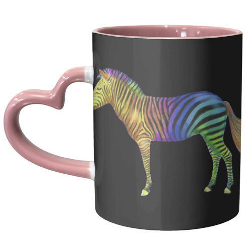Rainbow Zebra - unique mug by MO LEA