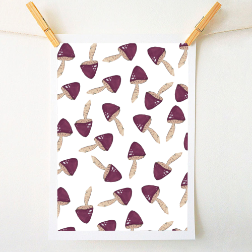 Raining mushrooms - A1 - A4 art print by Linbylane