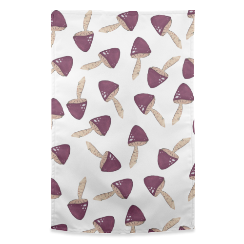 Raining mushrooms - funny tea towel by Linbylane
