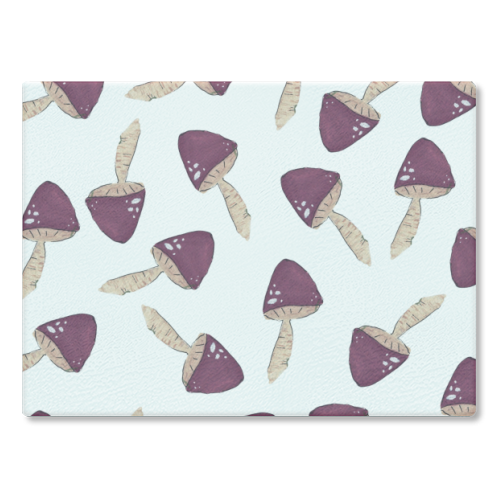 Raining mushrooms - glass chopping board by Linbylane