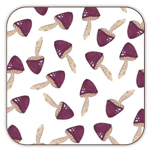 Raining mushrooms - personalised beer coaster by Linbylane