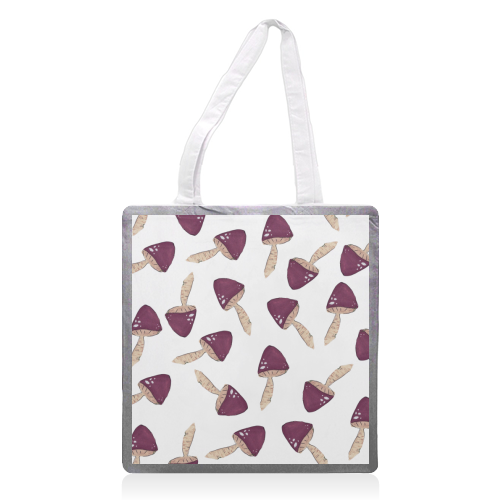 Raining mushrooms - printed canvas tote bag by Linbylane