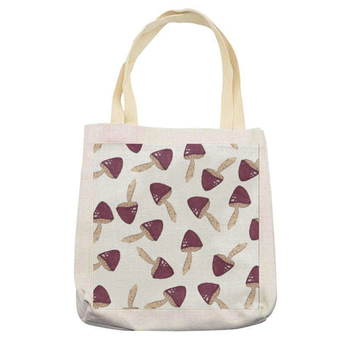 Raining mushrooms - printed canvas tote bag by Linbylane