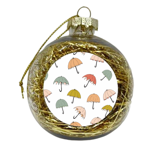 Rainy Day Umbrellas - xmas bauble by heartsandsharts