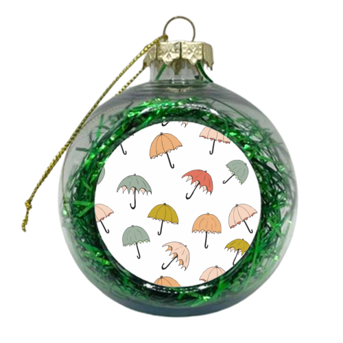 Rainy Day Umbrellas - xmas bauble by heartsandsharts