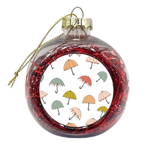 Rainy Day Umbrellas - xmas bauble by heartsandsharts