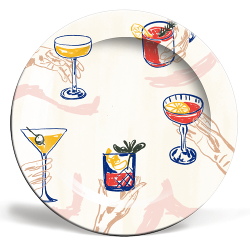 Raise the Glass! - ceramic dinner plate by EZbie