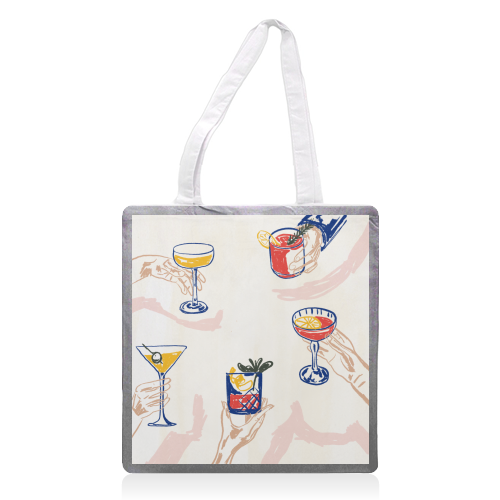 Raise the Glass! - printed canvas tote bag by EZbie